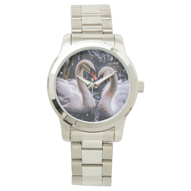 Reloj De Pulsera Cisnes románticos en un país maravillosamente inve (Anverso)