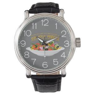 Reloj De Pulsera Cita de comer tus verduras tazón de mezcla de ensa