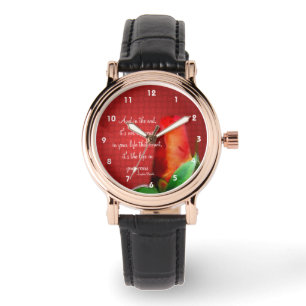 Reloj De Pulsera Cita de la Actitud de vida de la rosa roja Inspira
