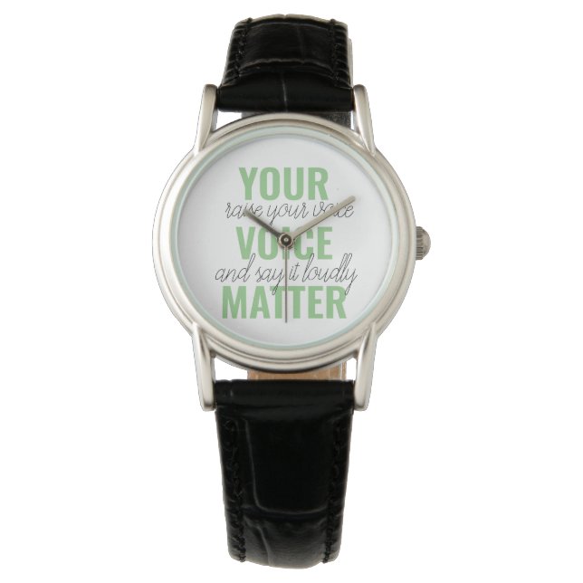 Reloj De Pulsera Cita de motivación positiva de verde para tu voz (Anverso)