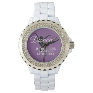 Reloj De Pulsera Cita de sihouette de bailarina morada negra Baller