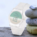 Reloj De Pulsera Cita del Personalizado Turquesa de la playa de Oce<br><div class="desc">Añada su propia cita a este moderno reloj de playa color agua turquesa y océano</div>