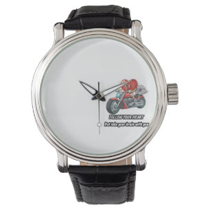Reloj De Pulsera Cita divertida de motociclista con corazón sigue t