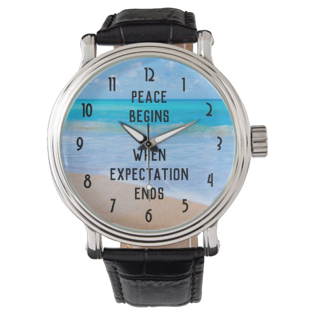 Reloj De Pulsera Cita inspiradora con escena de playa tropical (Anverso)