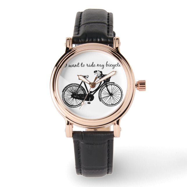 Reloj De Pulsera Cita Inspiradora "Quiero andar en bicicleta" (Anverso)