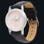 Reloj De Pulsera Cita moderna de inhalación por inhalación de tinta<br><div class="desc">Cita moderna de inhalación por inhalación de tinta rosada en el pasto</div>