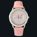 Reloj De Pulsera Cita moderna de inhalación por inhalación de tinta<br><div class="desc">Cita moderna de inhalación por inhalación de tinta rosada en el pasto</div>