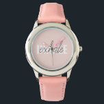 Reloj De Pulsera Cita moderna de inhalación por inhalación de tinta<br><div class="desc">Cita moderna de inhalación por inhalación de tinta rosada en el pasto</div>