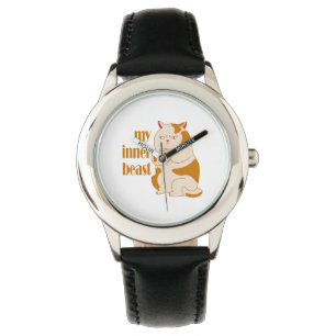 Reloj De Pulsera Cita motivacional de gato gordo perezoso de mi bes