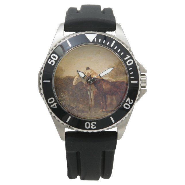 Reloj De Pulsera Cita rural (Beso romántico a caballo) (Anverso)