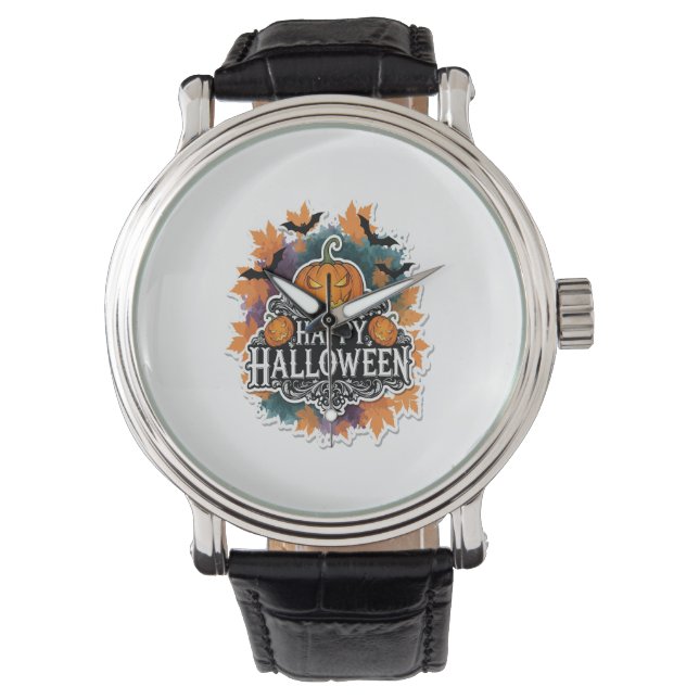 Reloj De Pulsera Citas divertidas y espeluznantes de Halloween feli (Anverso)