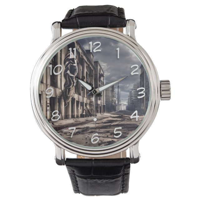 Reloj De Pulsera Ciudad abandonada | Mundo Distópico Post Apocalips (Anverso)
