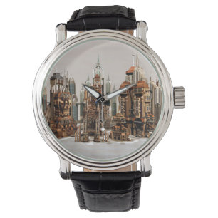 Reloj De Pulsera Ciudad de fantasía futurista Arte de horizonte de 