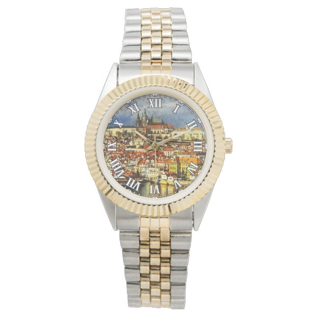 Reloj De Pulsera Ciudad Vieja Praga (Praha) desde la Torre del Puen (Anverso)