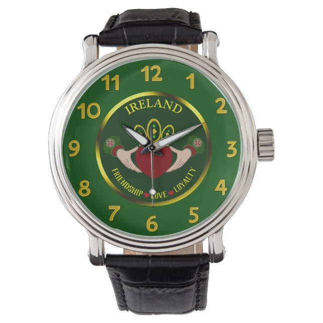 Reloj De Pulsera Claddagh irlandés personalizado (Anverso)