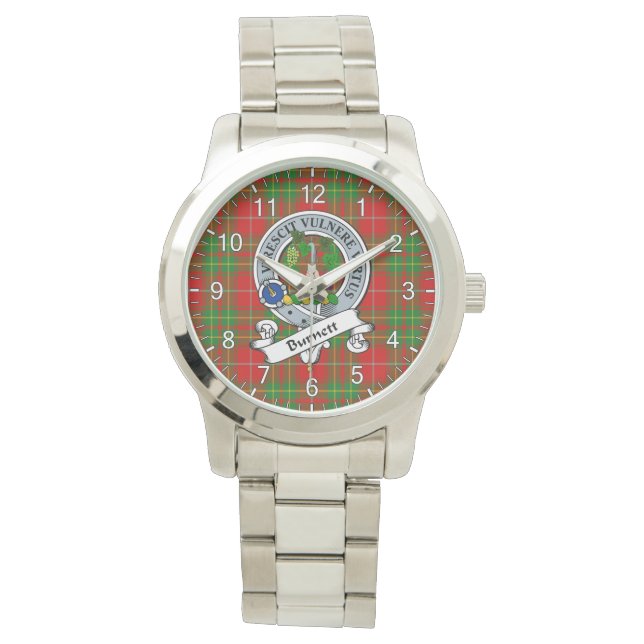 Reloj De Pulsera Clan Clan Burnett Badge Tartan Plaid (Anverso)