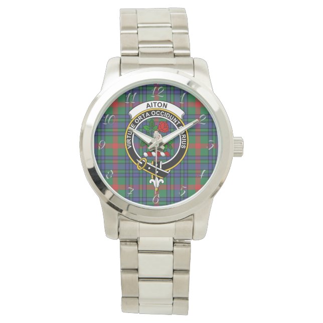 Reloj De Pulsera Clan Clan Clan Aiton Antiguo Tartán Plaid G (Anverso)