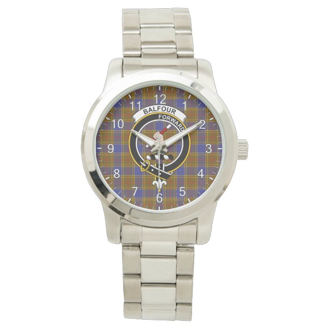 Reloj De Pulsera Clan Clan Clan Balfour Insignia Tartán Moderna (Anverso)