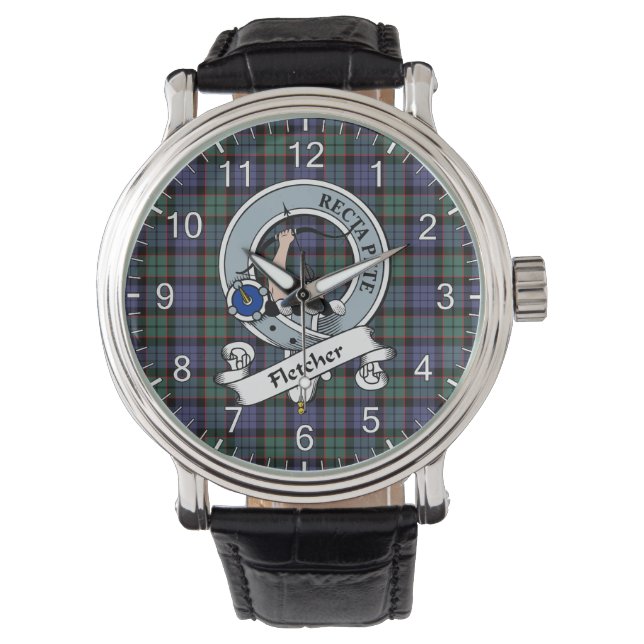 Reloj De Pulsera Clan Clan Clan Fletcher Insignia Moderna Tartán (Anverso)