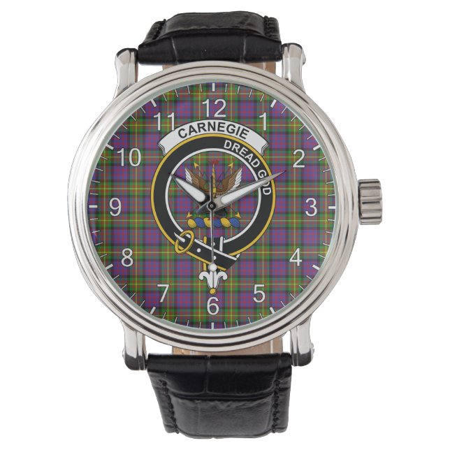 Reloj De Pulsera Clan clásico de la época Carnegie Tartan Badaid Pl (Anverso)