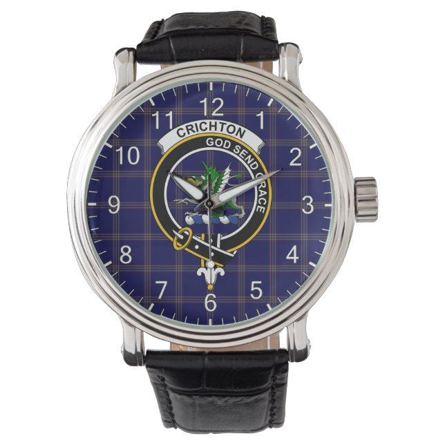 Reloj De Pulsera Clan clásico de la época Crichton Tartan Badge (Anverso)