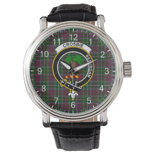 Reloj De Pulsera Clan clásico de la época Crosbie Tartan Badge Plai