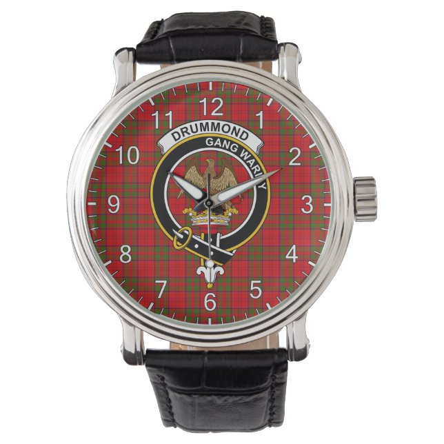 Reloj De Pulsera Clan clásico de la época Drummond Tartan Badartan (Anverso)
