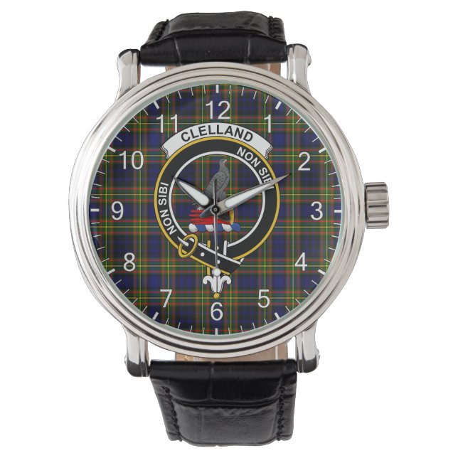 Reloj De Pulsera Clan Clásico De Tiempos Inmediatos Clelland Tartan (Anverso)