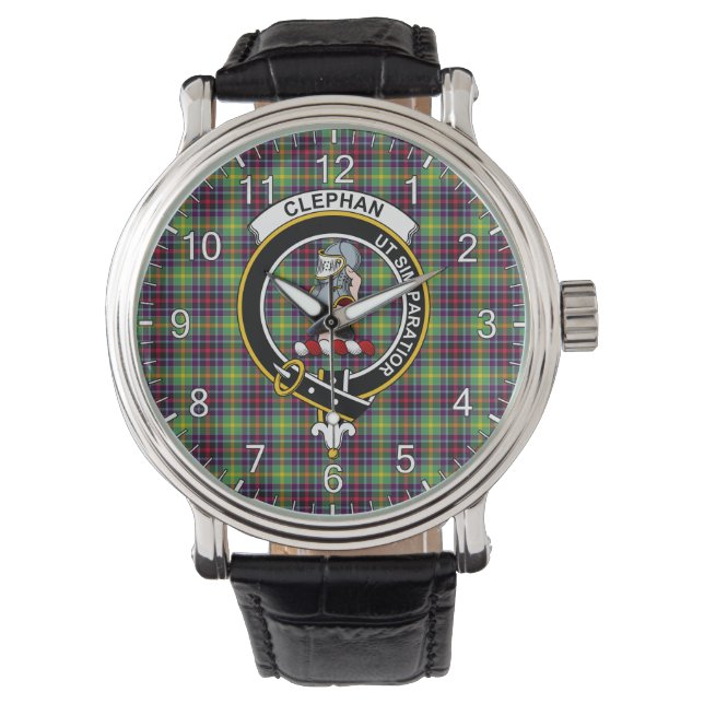 Reloj De Pulsera Clan Clásico De Tiempos Inmediatos Clephane Tartan (Anverso)