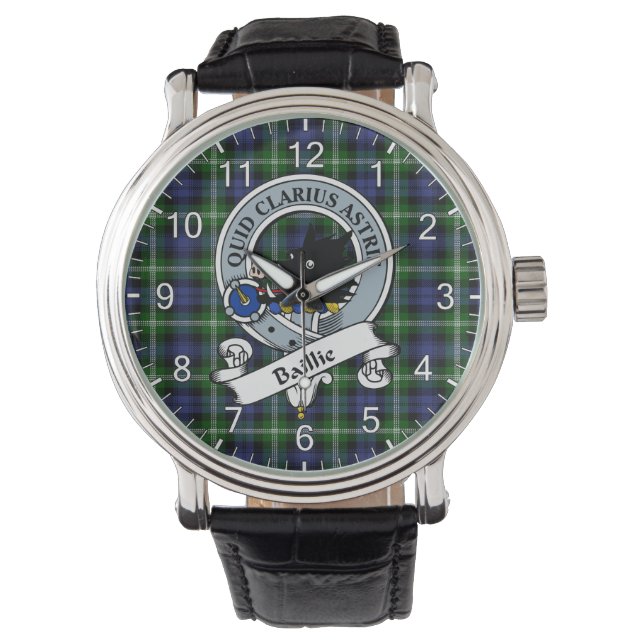 Reloj De Pulsera Clan clásico inmaduro Baillie Badge Tartan Plaid (Anverso)