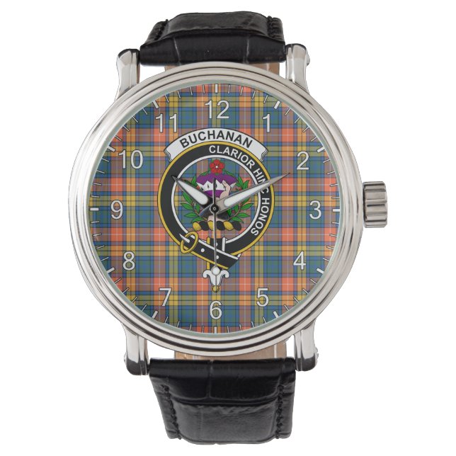 Reloj De Pulsera Clan clásico inmaduro Buchanan Tartan Badge (Anverso)