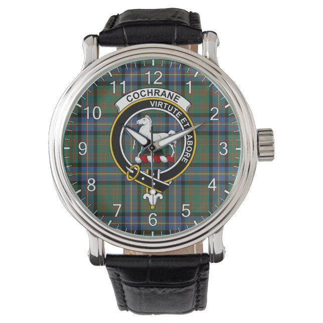 Reloj De Pulsera Clan clásico inmaduro Cochrane Antiguo Tartan Badg (Anverso)
