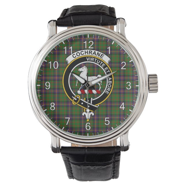 Reloj De Pulsera Clan clásico inmaduro Cochrane Hunting Tartan Badg (Anverso)