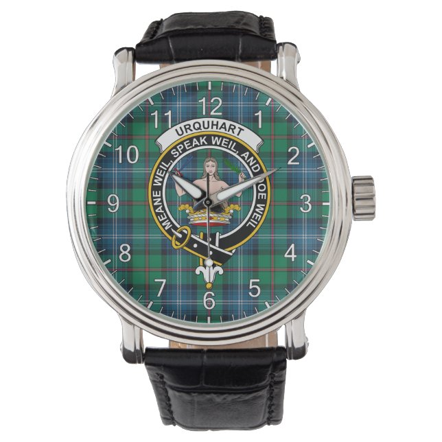 Reloj De Pulsera Clan clásico inmaduro Urquhart Antiguo Tartan Badg (Anverso)