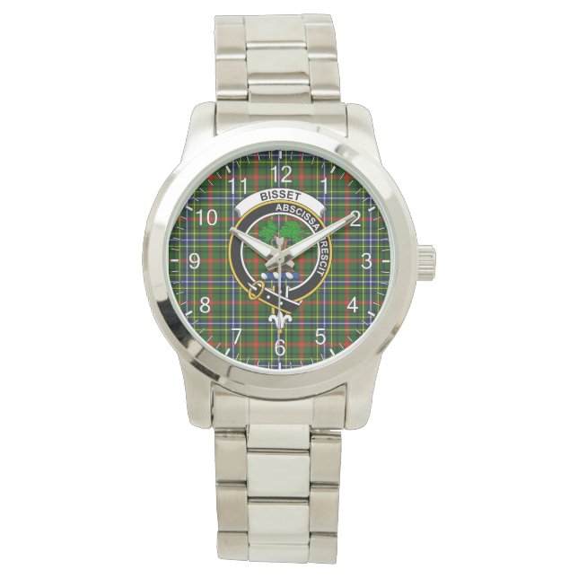 Reloj De Pulsera Clan Clásico Timeless Bisset Tartan Badge Plaid (Anverso)