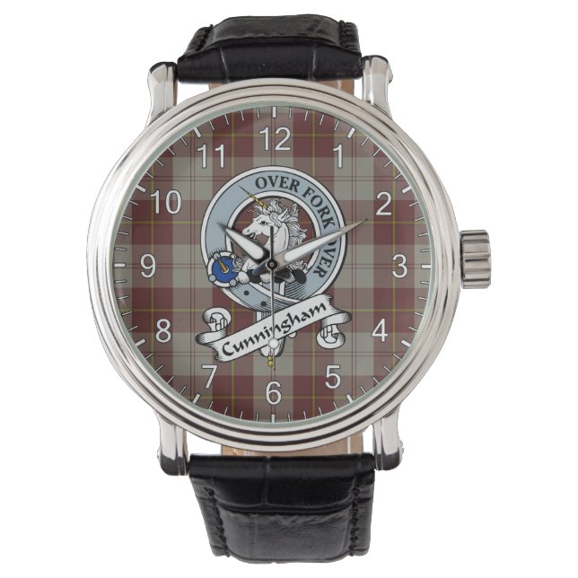 Reloj De Pulsera Clan Clásico Timeless Cunningham Burgundy Badge Ta (Anverso)