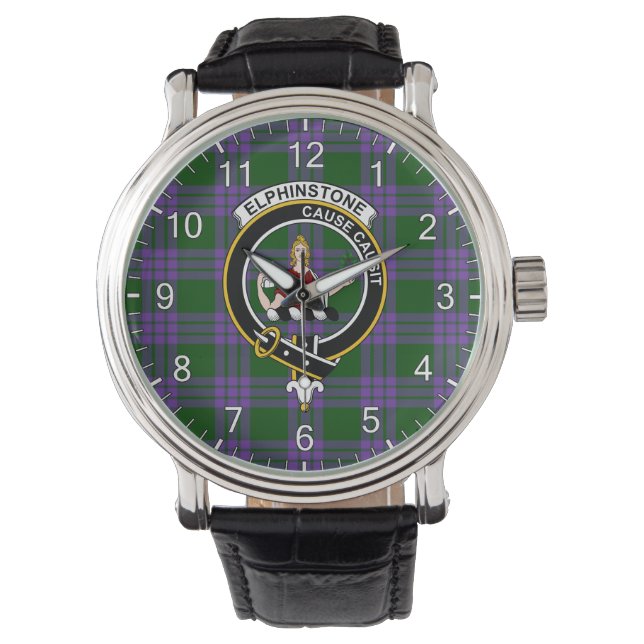 Reloj De Pulsera Clan Clásico Timeless Elphinstone Tartan Badla (Anverso)