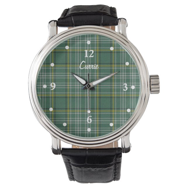 Reloj De Pulsera Clan Currie Tartan Plaid Facaid Fase Personalizado (Anverso)