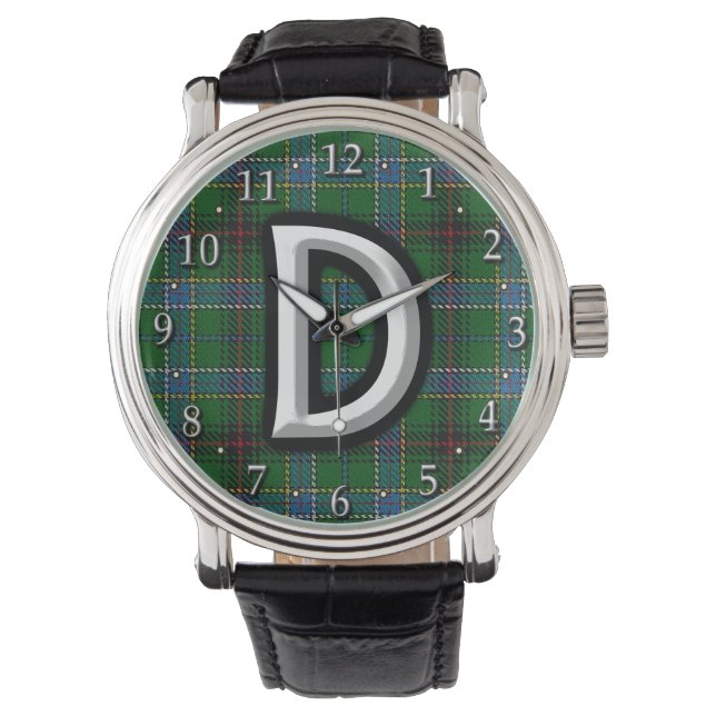 Reloj De Pulsera Clan Duncan Letter D Monogram Tartán (Anverso)