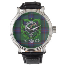 Reloj De Pulsera Clan escocés Armstrong Tartán y Escudo