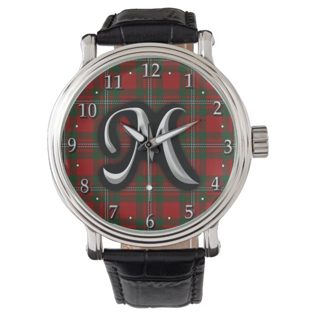 Reloj De Pulsera Clan escocés MacGregor Monogram Tartán (Anverso)