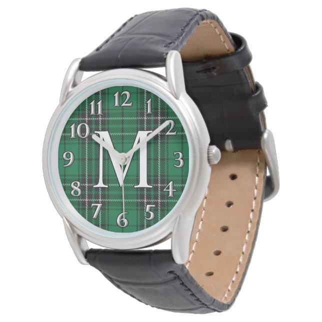 Reloj De Pulsera Clan escocés MacLean M Monograma Caza Tartán (Angular)
