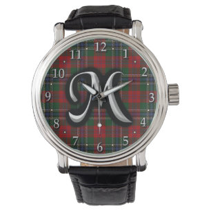 Reloj De Pulsera Clan escocés MacLean M Monograma Tartán
