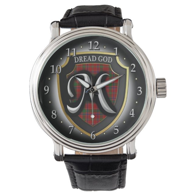Reloj De Pulsera Clan escocés Munro Munroe Monroe Tartán Shield (Anverso)