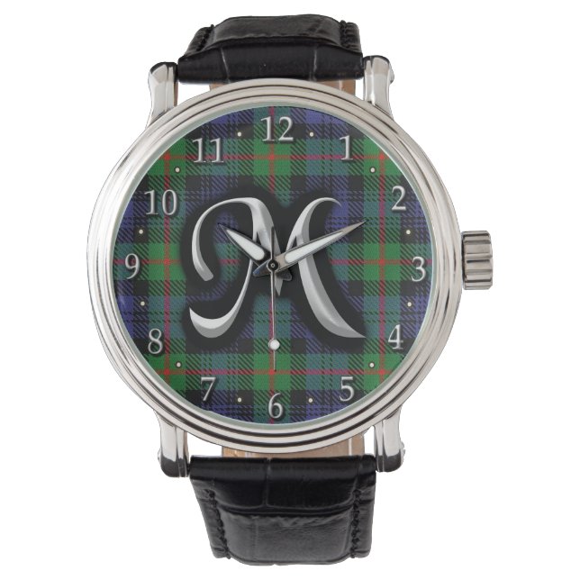 Reloj De Pulsera Clan escocés Murray Monogram Tartán (Anverso)