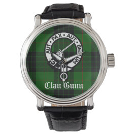 Reloj De Pulsera Clan Gunn Escudo Badge y Tartán