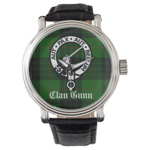 Reloj De Pulsera Clan Gunn Escudo Badge y Tartán