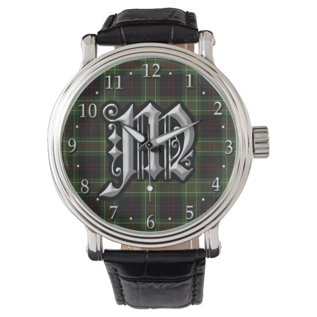 Reloj De Pulsera Clan MacDiarmid Letter M Monogram Hunting Tartán (Anverso)