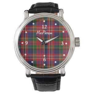 Reloj De Pulsera Clan MacPherson Tartan Plaid Faced Personalizado W