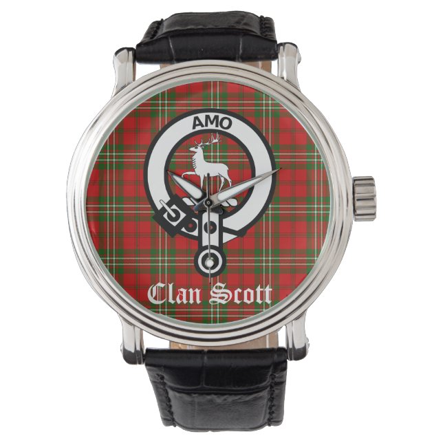Reloj De Pulsera Clan Scott Escudo Badge y Tartán (Anverso)